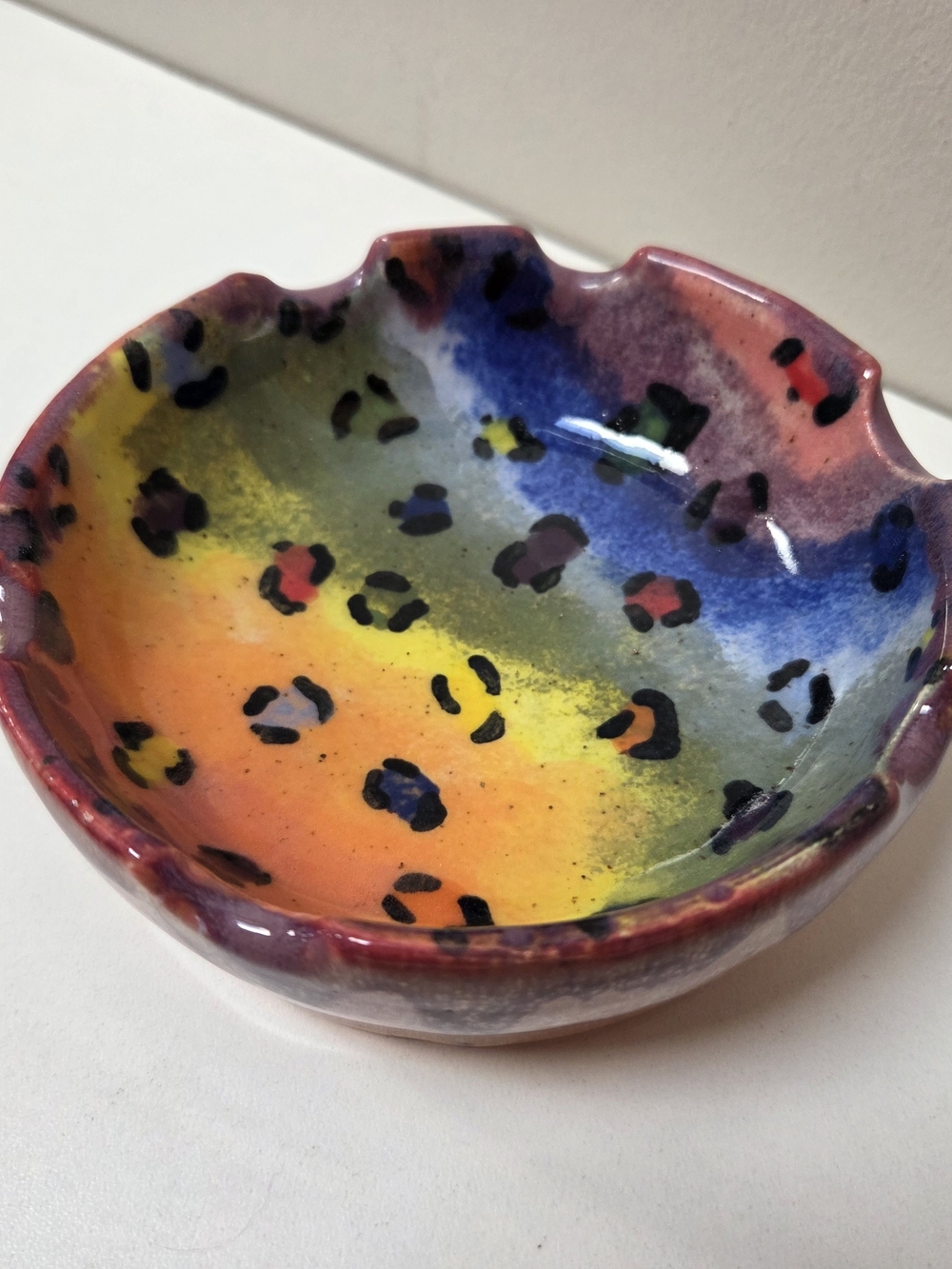 Multicolor Leopard-Accent Ceramic Trinket Dish